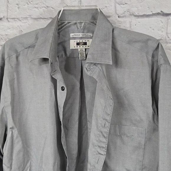 Joseph Abboud Egyptian Cotton Non-Iron Dress Shirt Gray Classic Fit 16.5 34/35 - Picture 4 of 11